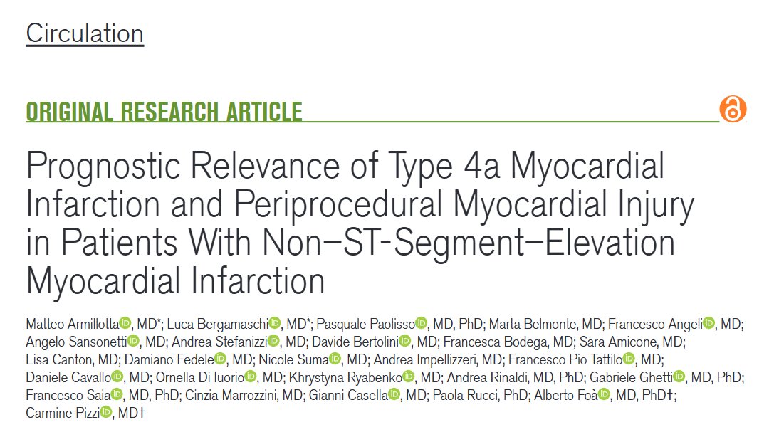 Matteo Armillotta (@matt_armi) on Twitter photo 🚨 First study to investigate the prognostic relevance of Type 4a MI and PMI in #NSTEMI patients undergoing #PCI.
🚀 Excited to see our findings published in <a href="/CircAHA/">Circulation</a> <a href="/American_Heart/">American Heart Association</a> !
Read more 👉 lnkd.in/ees7yBdB 🚨 First study to investigate the prognostic relevance of Type 4a MI and PMI in #NSTEMI patients undergoing #PCI.
🚀 Excited to see our findings published in <a href="/CircAHA/">Circulation</a> <a href="/American_Heart/">American Heart Association</a> !
Read more 👉 lnkd.in/ees7yBdB
