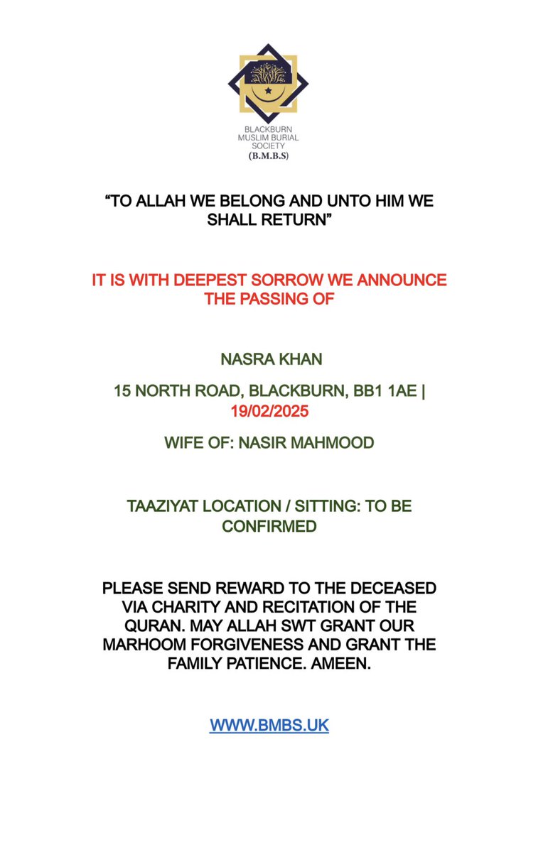 Blackburn Muslim Burial Society tweet media