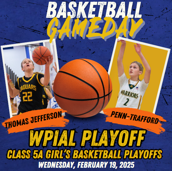 WPIAL (@_wpial7) on Twitter photo 🏀🚨WPIAL PLAYOFF🚨
Thomas Jefferson vs Penn-Trafford
📺Livestream: bit.ly/40VSJKfr
🗓 | Wed., Feb. 19
🕖| Tip off at 6p.
<a href="/PTWarriors/">Penn-Trafford Athletics</a> <a href="/TJJaguarsWbb/">Thomas Jefferson High School Women's Basketball</a> <a href="/KayleeDeangelo/">Kaylee DeAngelo</a> <a href="/Riley_McCabe22/">Riley McCabe</a> <a href="/maggiespell2026/">Maggie Spell</a> <a href="/AllieWilso80530/">Allie Wilson</a> <a href="/wjhsd/">West Jefferson Hills SD</a> <a href="/ptwarriorfb/">PennTraffordFootball</a> <a href="/TJHSJaguars/">TJHSJaguars</a> <a href="/TJHS_Activities/">Director Activities</a> 🏀🚨WPIAL PLAYOFF🚨
Thomas Jefferson vs Penn-Trafford
📺Livestream: bit.ly/40VSJKfr
🗓 | Wed., Feb. 19
🕖| Tip off at 6p.
<a href="/PTWarriors/">Penn-Trafford Athletics</a> <a href="/TJJaguarsWbb/">Thomas Jefferson High School Women's Basketball</a> <a href="/KayleeDeangelo/">Kaylee DeAngelo</a> <a href="/Riley_McCabe22/">Riley McCabe</a> <a href="/maggiespell2026/">Maggie Spell</a> <a href="/AllieWilso80530/">Allie Wilson</a> <a href="/wjhsd/">West Jefferson Hills SD</a> <a href="/ptwarriorfb/">PennTraffordFootball</a> <a href="/TJHSJaguars/">TJHSJaguars</a> <a href="/TJHS_Activities/">Director Activities</a>