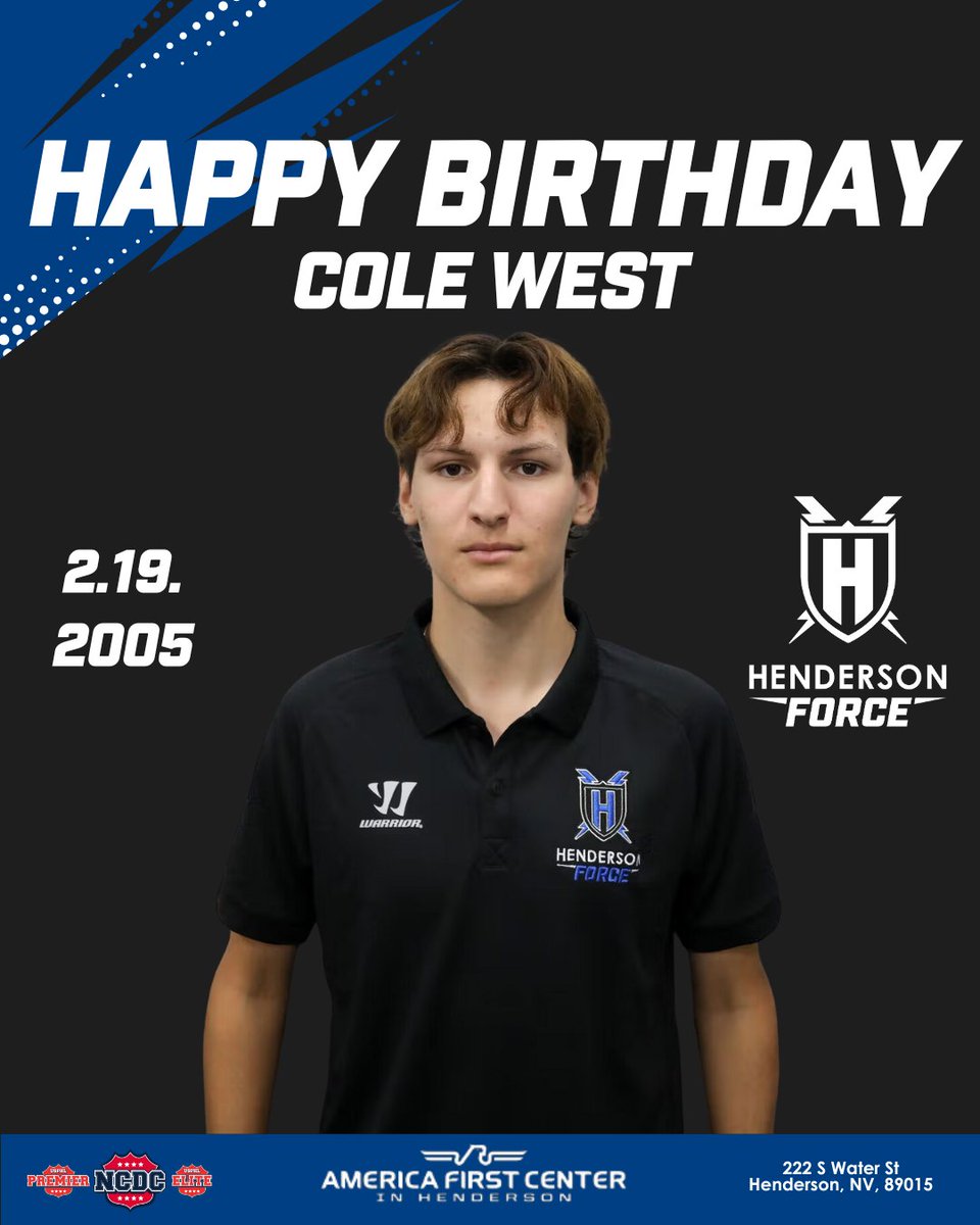 Birthday celly for #6, Cole West 🎉

Hope it’s a day full of big plays, bigger laughs, and maybe even some cake 🍰. Have a great one!

#USPHL #HappyBirthday #HendersonForce