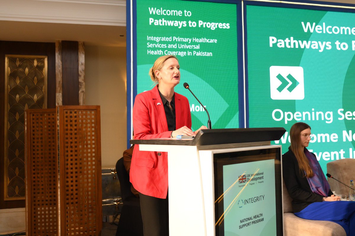 E4HProgramme's tweet image. At the #PathwaysToProgressLearningEvent, Development Director British High Commission Jo Moir, emphasised UK's support for Pakistan's health sector reforms towards Universal Health Coverage.