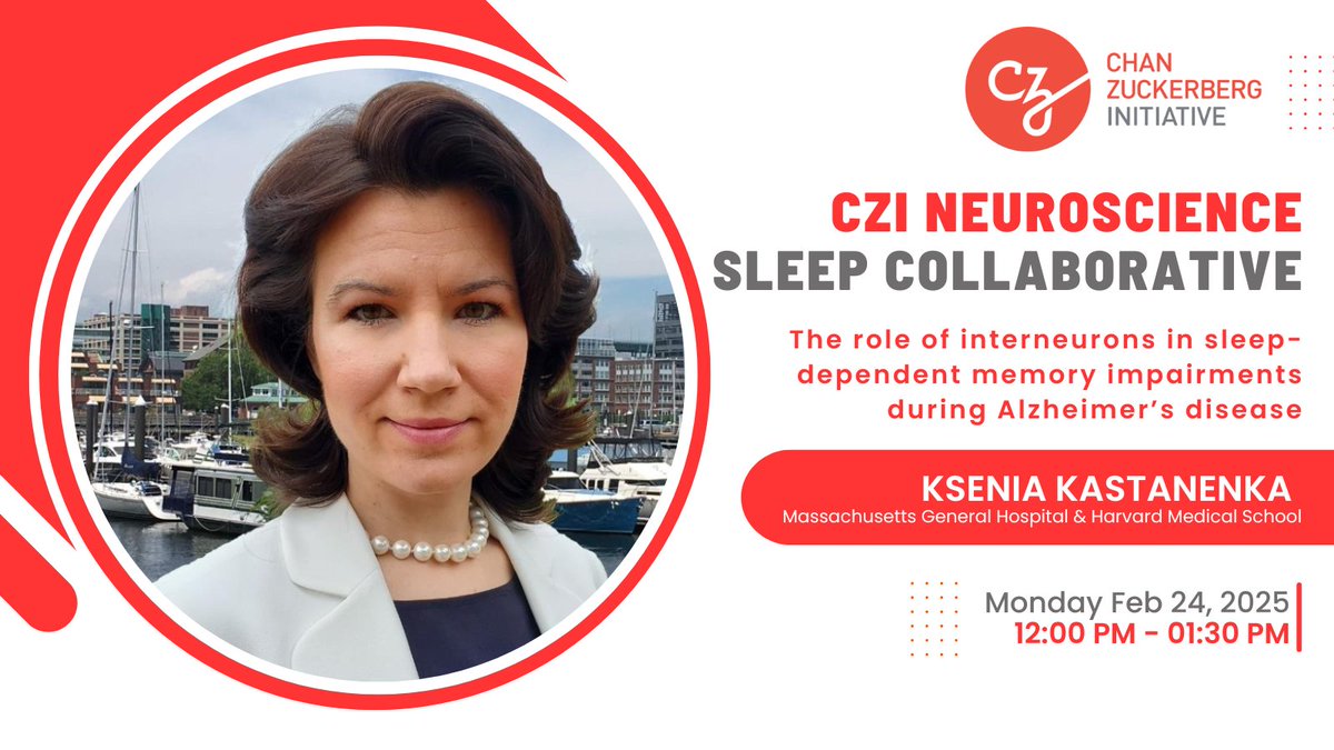 Ksenia Kastanenka, PhD (@kastanenka) on Twitter photo I am honored to be speaking at the #CZI Neuroscience Sleep Collaborative on February 24th at noon. I look forward to insightful conversations alongside the esteemed Dr Sara Aton.
Special thanks to <a href="/ErinMGibson/">Erin Gibson</a> and <a href="/doctorpoe/">Gina Poe</a> for the invitation.
<a href="/czi/">Chan Zuckerberg Initiative</a> <a href="/cziscience/">CZI Science</a> <a href="/ChanZuckerberg/">Chan Zuckerberg Initiative</a> I am honored to be speaking at the #CZI Neuroscience Sleep Collaborative on February 24th at noon. I look forward to insightful conversations alongside the esteemed Dr Sara Aton.
Special thanks to <a href="/ErinMGibson/">Erin Gibson</a> and <a href="/doctorpoe/">Gina Poe</a> for the invitation.
<a href="/czi/">Chan Zuckerberg Initiative</a> <a href="/cziscience/">CZI Science</a> <a href="/ChanZuckerberg/">Chan Zuckerberg Initiative</a>