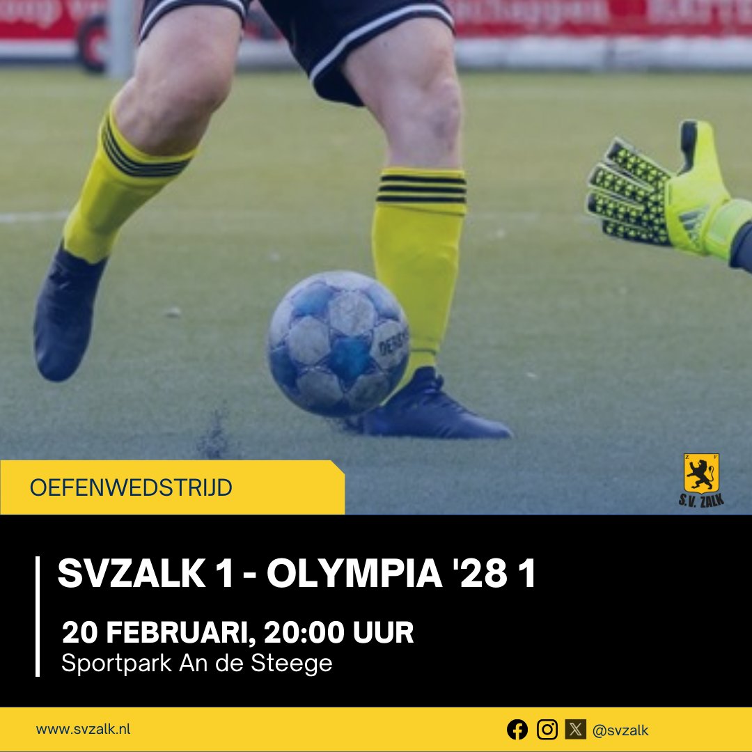 svzalk's tweet photo. Morgenavond, donderdag 20 februari speelt SVZ1 een oefenwedstrijd tegen @olympia28 . De wedstrijd start om 20:00 uur.
De ☕staat klaar, we zien je graag!
#zalk #svzalk #voetbal https://t.co/FroOiL18FB