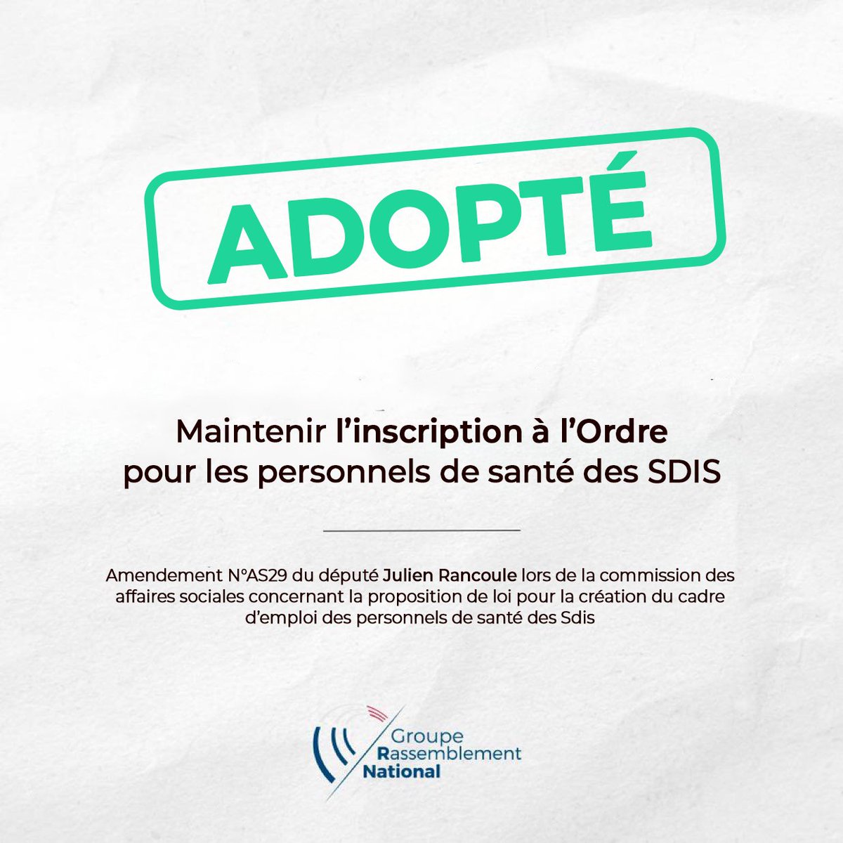 J_Rancoule's tweet image. Ce matin, en @AN_AfSoc, quatre de mes amendements ont été adoptés dans le cadre de l&apos;examen de la proposition de loi sur la création du cadre d’emploi des personnels de santé des #SDIS.

Ces avancées permettront d’améliorer la reconnaissance et l’intégration des personnels de…