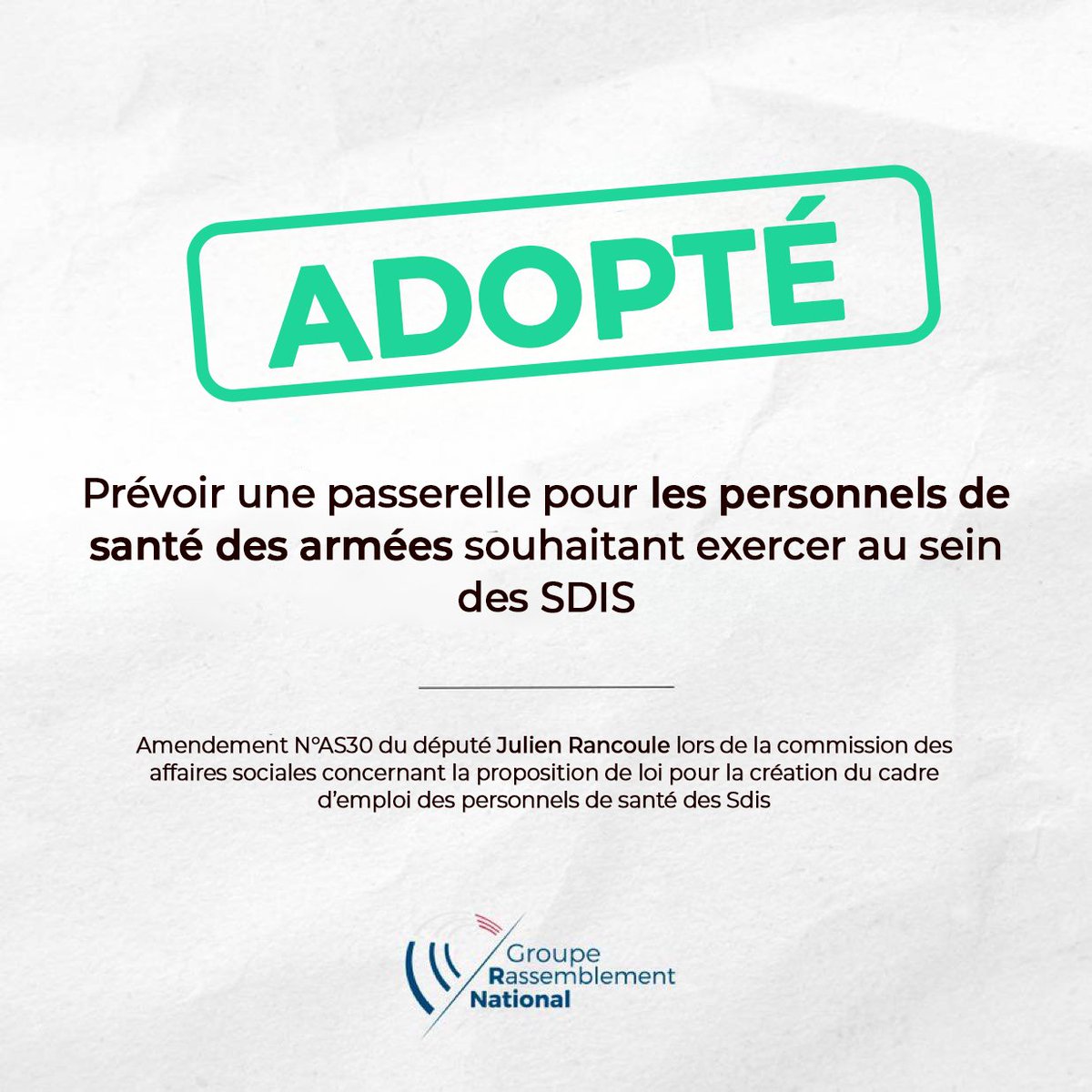 J_Rancoule's tweet image. Ce matin, en @AN_AfSoc, quatre de mes amendements ont été adoptés dans le cadre de l&apos;examen de la proposition de loi sur la création du cadre d’emploi des personnels de santé des #SDIS.

Ces avancées permettront d’améliorer la reconnaissance et l’intégration des personnels de…