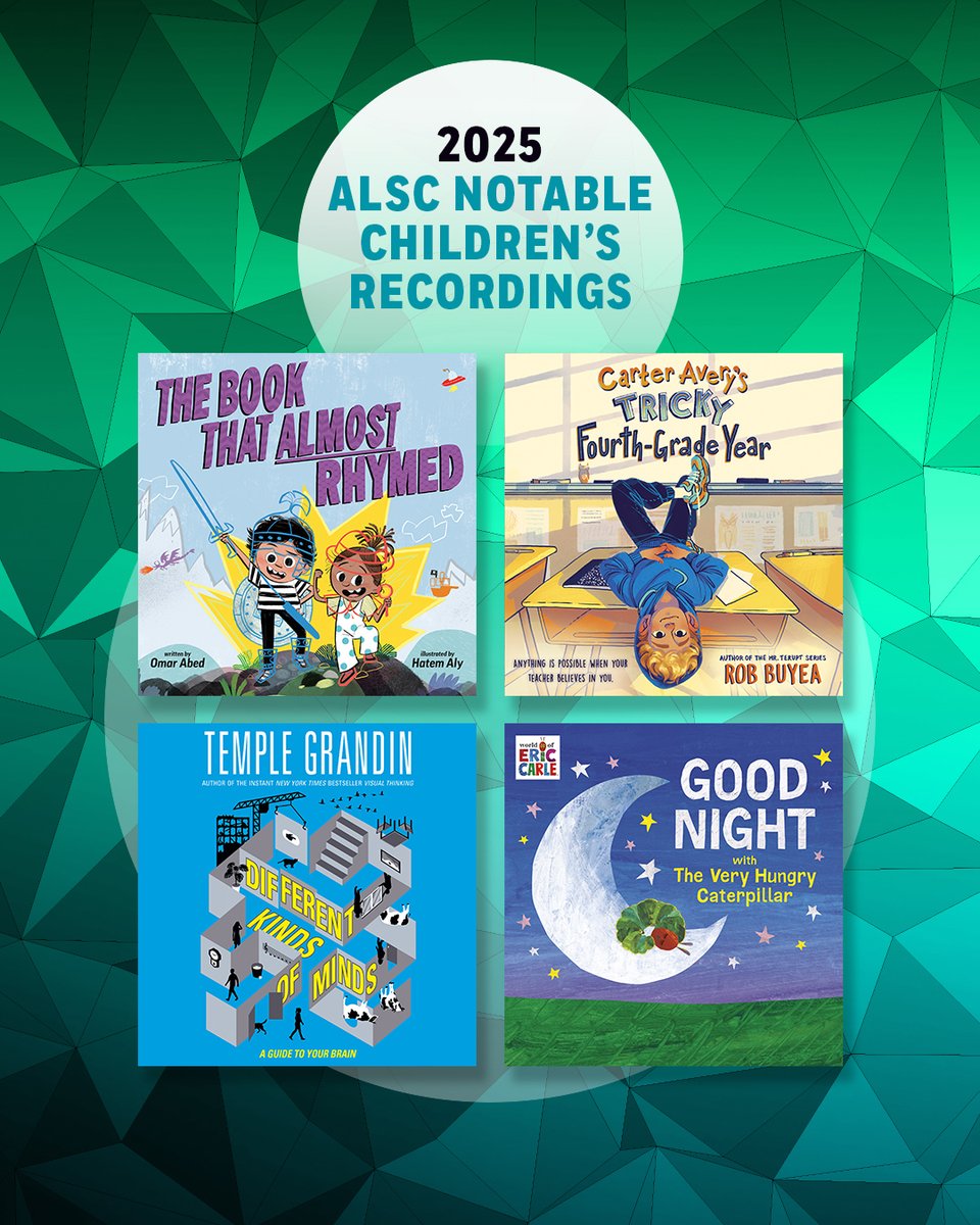 Listening Library (@llaudiobooks) on Twitter photo <a href="/acruzwriter/">Angie Cruz</a> <a href="/LabyrinthRat/">José Pablo Iriarte</a> <a href="/reneewauthor/">Renée Watson</a> Congratulations to our 16 winning Listening Library recordings! 🎉
⭐The Book That Almost Rhymed by <a href="/OmarAbedWrites/">Omar Abed</a>, read by Christie Bahna & Marwan Salama
⭐Carter Avery's Tricky Fourth-Grade Year by <a href="/RobBuyea/">Rob Buyea</a>, read by Em Grosland <a href="/acruzwriter/">Angie Cruz</a> <a href="/LabyrinthRat/">José Pablo Iriarte</a> <a href="/reneewauthor/">Renée Watson</a> Congratulations to our 16 winning Listening Library recordings! 🎉
⭐The Book That Almost Rhymed by <a href="/OmarAbedWrites/">Omar Abed</a>, read by Christie Bahna & Marwan Salama
⭐Carter Avery's Tricky Fourth-Grade Year by <a href="/RobBuyea/">Rob Buyea</a>, read by Em Grosland