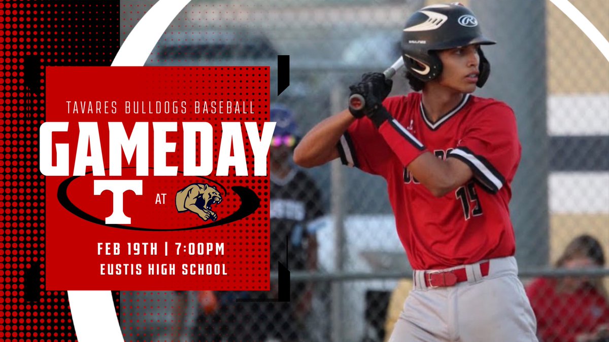 ‼️DAWGS GAMEDAY‼️

The Dawgs travel to take on county rival the Eustis Panthers in the first District matchup of the season! First pitch set for 7:00 PM. 🔴⚪️ 

⚾️: THS @ EHS (JV/Varsity)
⏰: JV 4:00/Varsity 7:00 PM
📍: EHS Baseball Field

#ProveThemWrong #TavaresBaseball