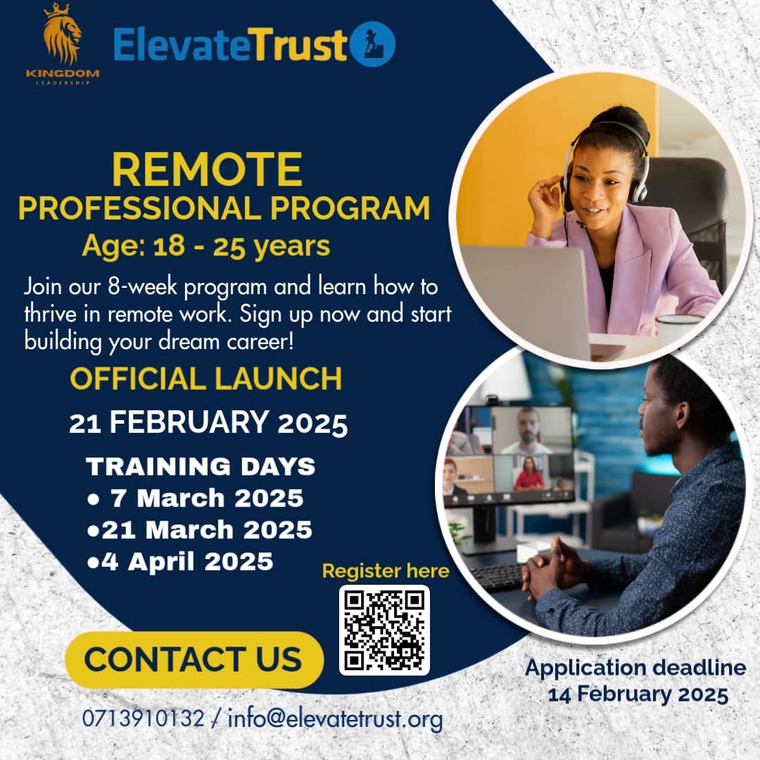 Melvin (@melvinmuna) on Twitter photo We are excited to offer the 𝗥𝗲𝗺𝗼𝘁𝗲 𝗣𝗿𝗼𝗳𝗲𝘀𝘀𝗶𝗼𝗻𝗮𝗹 𝗣𝗿𝗼𝗴𝗿𝗮𝗺 to yet another group of young and ambitious Africans. This time, we will be working with <a href="/ElevateTrust/">Elevate Trust</a> to show the youth they support how to build successful remote careers.
#RemoteWork We are excited to offer the 𝗥𝗲𝗺𝗼𝘁𝗲 𝗣𝗿𝗼𝗳𝗲𝘀𝘀𝗶𝗼𝗻𝗮𝗹 𝗣𝗿𝗼𝗴𝗿𝗮𝗺 to yet another group of young and ambitious Africans. This time, we will be working with <a href="/ElevateTrust/">Elevate Trust</a> to show the youth they support how to build successful remote careers.
#RemoteWork