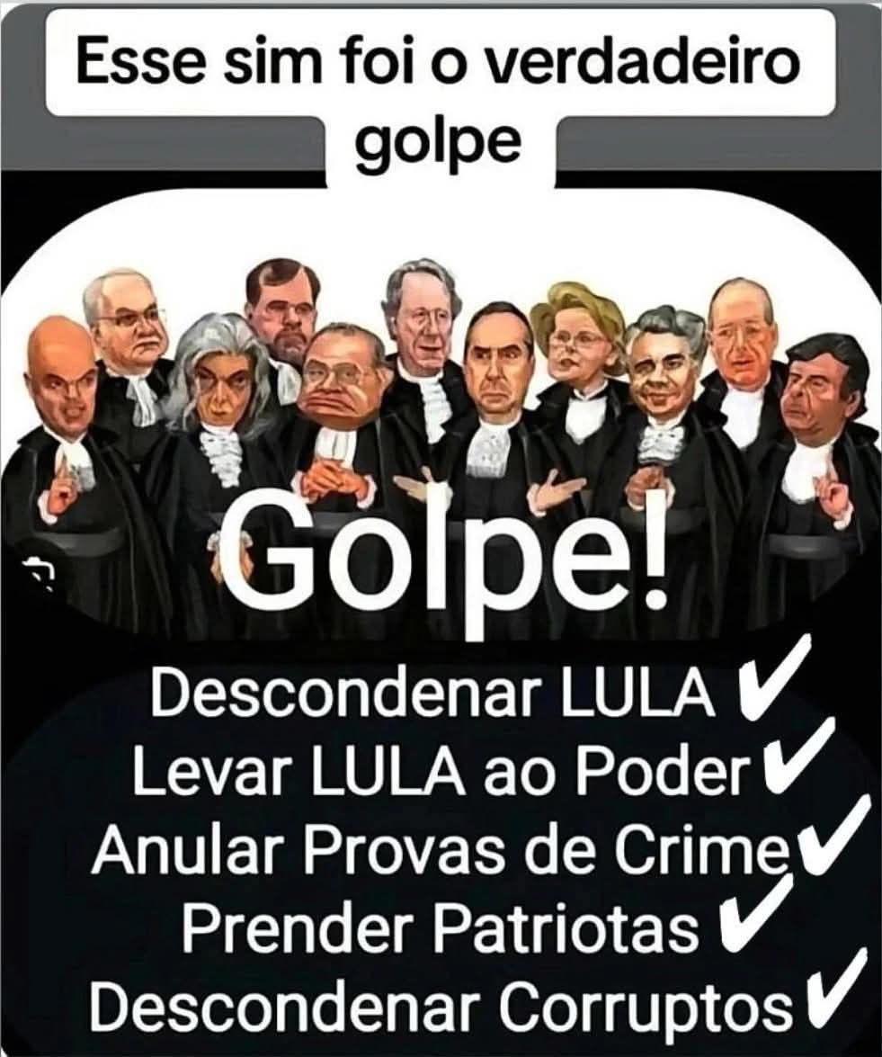 MarcioFariaBR's tweet photo. Para cada matéria que eu ler sobre o golpe do bolsonaro, eu vou expor o verdadeiro golpe. Está em nossas mãos e em nossas redes sociais, mostrar ao mundo essa palhaçada jurídica de um STF totalmente corrupto.
#ForaLula
#ForaSTF
#ForaPGR
#FORA🥚 https://t.co/cPAyddkcIr