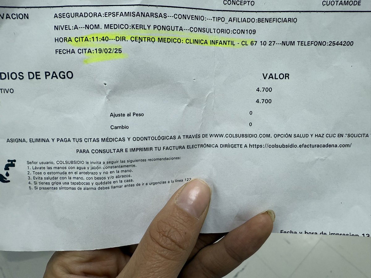 Fernand8619's tweet photo. Denuncia pública @EPS_Famisanar @Supersalud el día de hoy tenía cita a las 11:40 am de ortopedia en la clínica infantil de colsubsidio, al llegar me dice la doctora que no me atenderá porque su horario va hasta la 1:00 pm.
¿Quién responde? https://t.co/lv5kPe8mNC