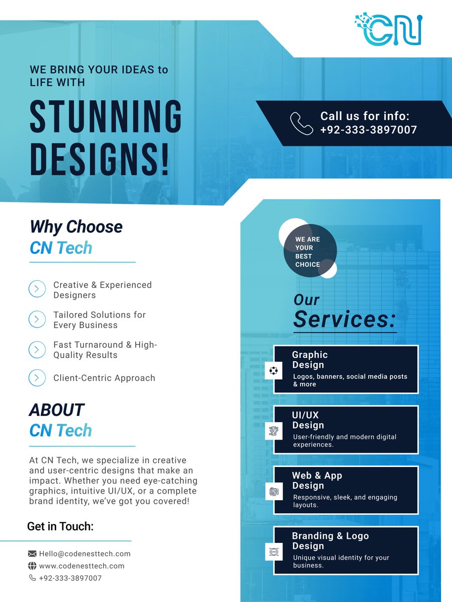 codenestech's tweet image. "Designs That Speak, Creativity That Inspires!"
Transform your brand with stunning visuals and impactful designs. Whether it’s logos, branding, or UI/UX, we craft designs that leave a lasting impression. Contact us today.
#GraphicDesign #DesignThatInspires #CodeNestTech