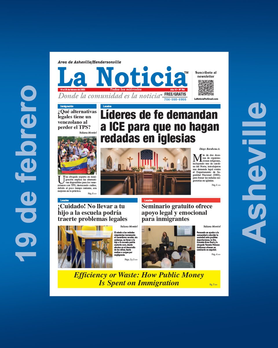 ¡Llegó el periódico! 🙌

lanoticia.com/lanoticia-impr…

En este miércoles te dejamos nuestras portadas de la semana de Charlotte, Asheville, Greensboro y Raleigh 📰