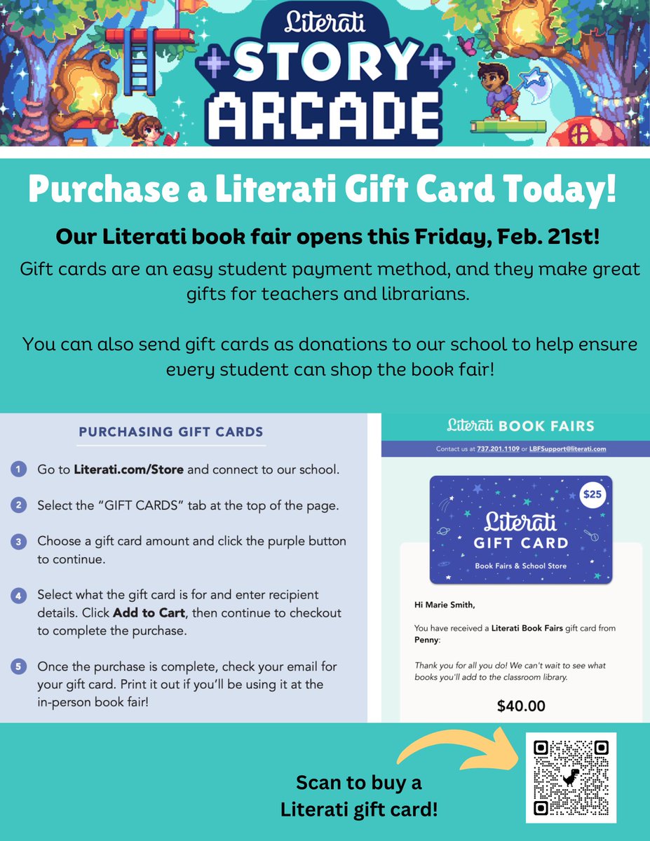 Our Literati book fair opens this Friday, Feb. 21st! Buy a Literati Gift Card today for your learner to use at the book fair. <a href="/gowilsonrangers/">Wilson Elementary</a> <a href="/PTO_Wilson/">Wilson Elementary PTO (Coppell)</a>