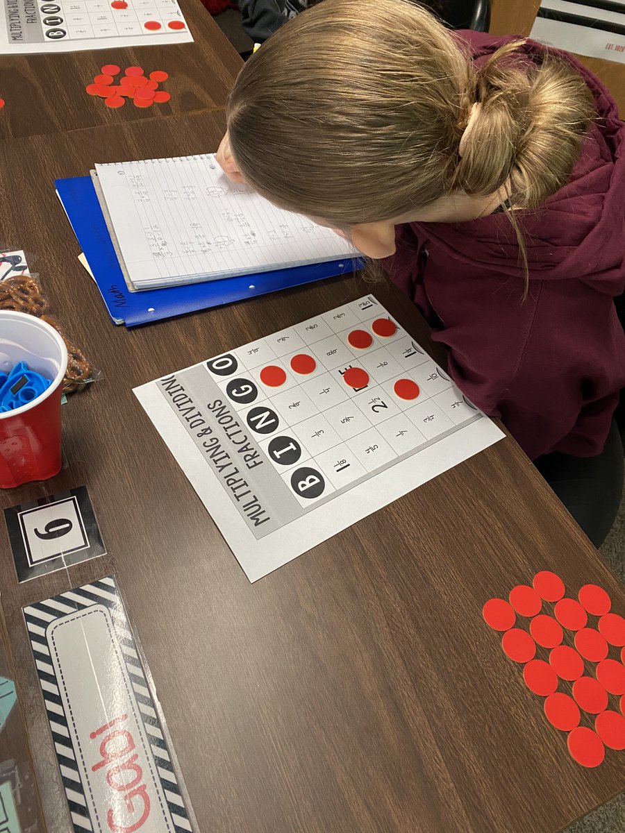 OneGoalin5th's tweet photo. Team Dryden's math class had a great morning reviewing multiplying &amp; dividing fractions with a BINGO twist.  I'm so proud of all of them for working hard with this concept. ➗✖️ @RobertCS118 #rcs118life #d118life #theymakemesmile #proudteacher #makingmathfun https://t.co/VPFai3QCag