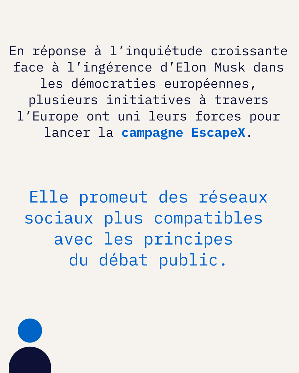 HelloQuitteX's tweet image. Vous l'attendiez : c'est l'heure de notre grande annonce !
Aujourd'hui, #HelloQuitteX devient une partie du mouvement international #EscapeX, toujours dans l'objectif de promouvoir des réseaux sociaux plus compatibles avec les principes du débat public.
On vous dit tout ⬇️⬇️⬇️