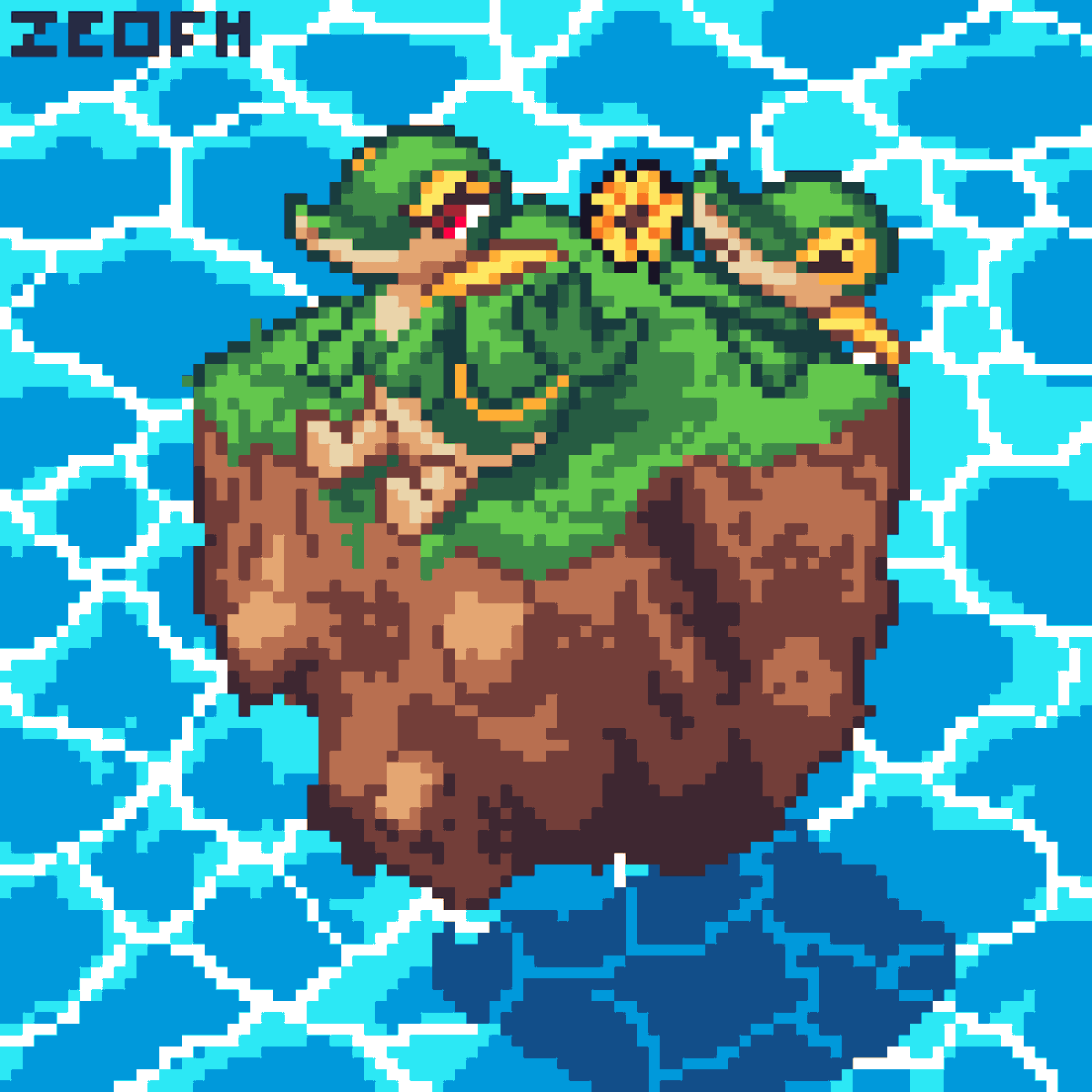 2 Snivys in a small floating island!!!! 
#Pokemon #pixelart