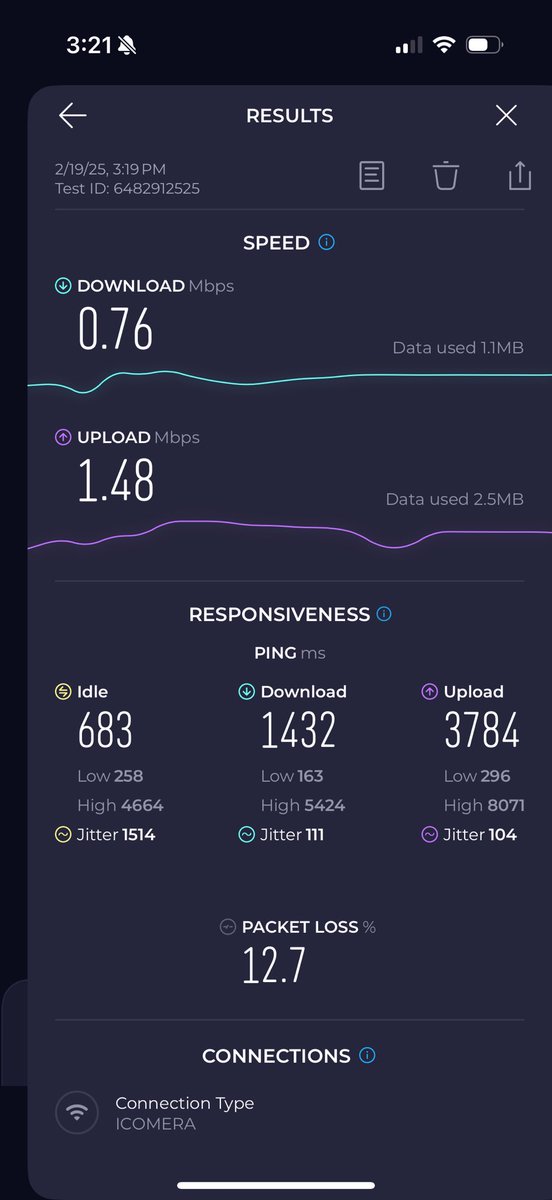 MrBrimetime's tweet photo. @Amtrak maybe you should consider @SpaceX Starlink technology to power your WiFi in California instead of whatever you are using today.  This feels like 1999 speeds https://t.co/r7YOnMZfn3