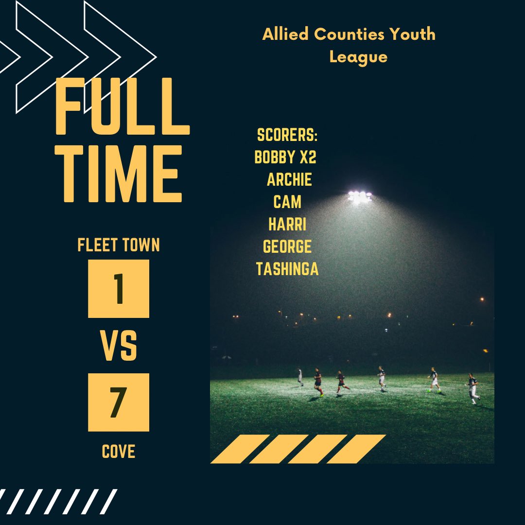 Great win for the young Wasps tonight.

Certainly one way to bounce back after the last disappointing performance and result.

3 U16’s in the squad again tonight, one getting an assist and a goal! 👌👌

<a href="/CoveFC_Official/">Cove Football Club</a> 
<a href="/ACYFLofficial/">Allied Counties Youth League</a>