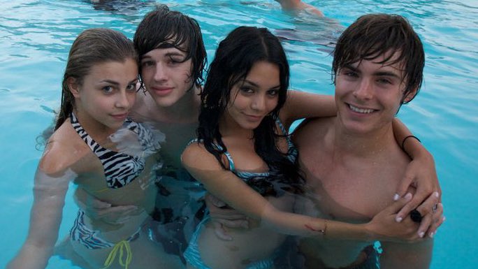 solelynostalgia's tweet image. the cast of ‘high school musical 3: senior year’ at the film’s wrap party (2008)