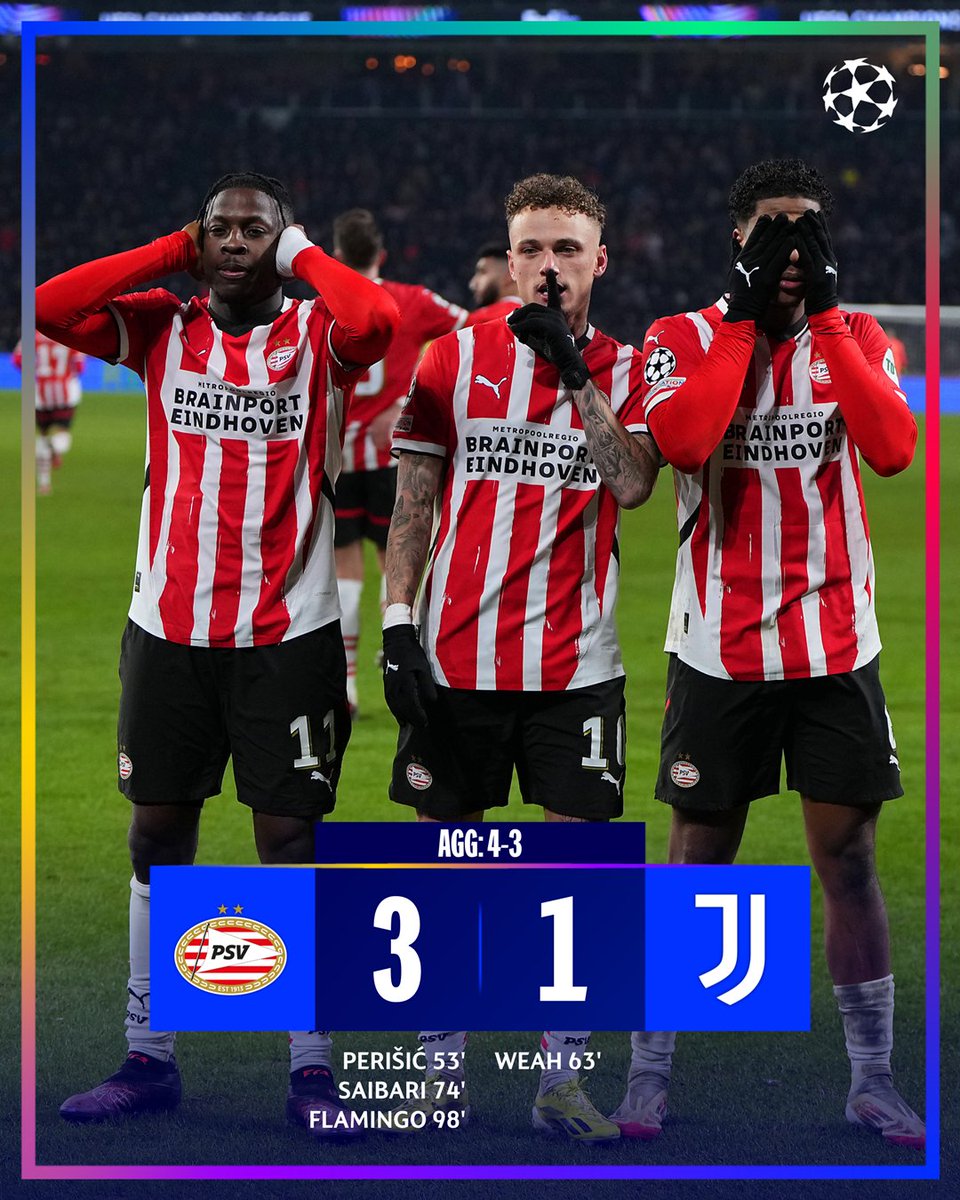 ChampionsLeague's tweet image. Flamingo's extra-time winner sends PSV through 🦩
#UCL