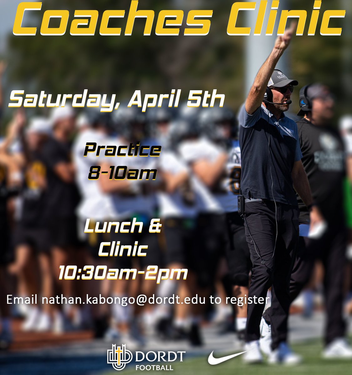 Dordt Football (@dordtfb) on Twitter photo ‼️ CALLING ALL HIGH SCHOOL COACHES‼️
Join us to be a part of this year’s coaching clinic hosted on our campus. Watch spring practice in the <a href="/ASBDome/">American State Bank Sports Complex</a> and talk football with lunch provided. Sign up information below.⬇️
#IndustryStandard ‼️ CALLING ALL HIGH SCHOOL COACHES‼️
Join us to be a part of this year’s coaching clinic hosted on our campus. Watch spring practice in the <a href="/ASBDome/">American State Bank Sports Complex</a> and talk football with lunch provided. Sign up information below.⬇️
#IndustryStandard