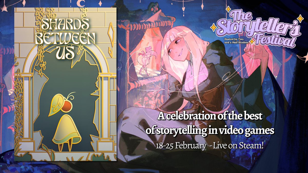 Queensguard Games (@queensguard_) on Twitter photo Hey hey folks! We're so excited to announce that we're a part of the Storyteller's Festival on Steam with a huge thanks to <a href="/TwoHalfStudios/">Two and a Half Studios</a>! You can find our little plant puzzler Shards Between Us :)
Please come check us out and there are so many fantastic games in the festival! Hey hey folks! We're so excited to announce that we're a part of the Storyteller's Festival on Steam with a huge thanks to <a href="/TwoHalfStudios/">Two and a Half Studios</a>! You can find our little plant puzzler Shards Between Us :)
Please come check us out and there are so many fantastic games in the festival!