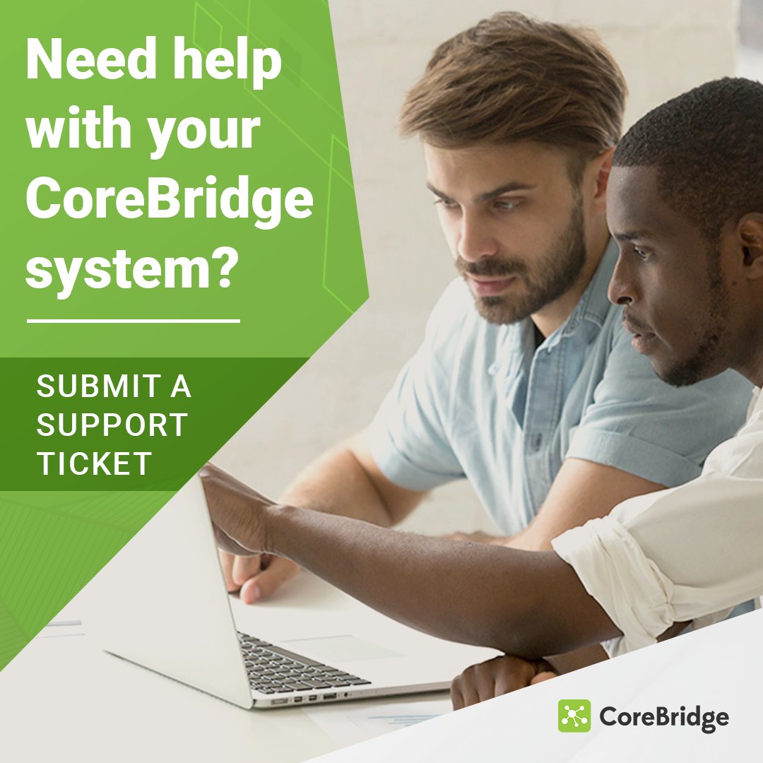 💡 Need assistance with your CoreBridge system? Our support team is here to help! Simply submit a support ticket, and we’ll get you back on track in no time. 🤝

#CoreBridgeSupport #HereToHelp #BusinessSimplified