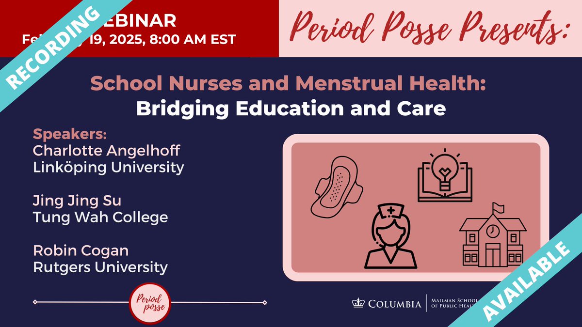 🙌🏼 Check out our PeriodPossePresents Webinar from last week in case you missed it! Watch the recording to learn more about the importance of school nurses in providing menstrual health education and care for children from experts across the globe: 🔗bit.ly/4gQEvvQ