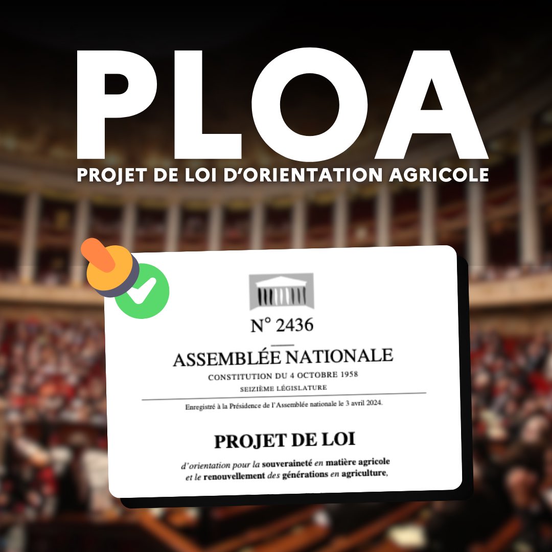 Un an après un premier mouvement de protestation d’ampleur, et à quelques jours seulement de l’inauguration du 61ème Salon de l’Agriculture, l’adoption du projet de loi d’orientation agricole résonnera dans toutes les fermes de France. ✅

Grâce au vote des députés, 
👉 Notre