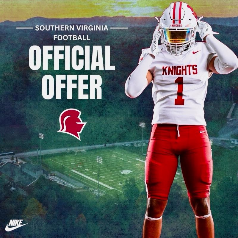 Blessed to receive an offer from Southern Virginia University! Thank you <a href="/CoachWillOrtiz/">Will Ortiz</a> for offering me🙌 <a href="/knight_ftbl/">SVU Knights Football</a> <a href="/CoachMoCannnon/">Coach Mo</a>