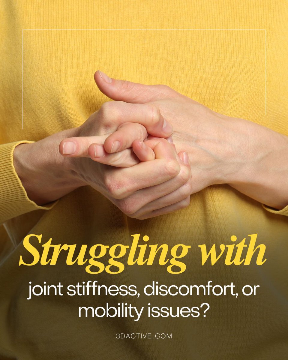 3dactive's tweet photo. Sore, stiff joints making daily movement harder? 🦵 Glucosamine + Chondroitin + MSM = Stronger joints, better flexibility &amp; long-term comfort. Keep moving pain-free. Learn more here: https://t.co/AOeK1NbUsp https://t.co/JnJi2pV6Vj