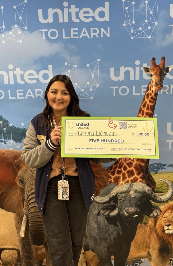 Cristina Llamozas (@cristillamozas) on Twitter photo Im a grant recipient!
Thank you <a href="/unitedtolearn/">United to Learn</a> for believing in #education📚
This funding will allow me to purchase HQIM to give #students an engaging & dynamic educational experience. It will not only equip my kids for success, but will also foster their love for #learning❤️ Im a grant recipient!
Thank you <a href="/unitedtolearn/">United to Learn</a> for believing in #education📚
This funding will allow me to purchase HQIM to give #students an engaging & dynamic educational experience. It will not only equip my kids for success, but will also foster their love for #learning❤️