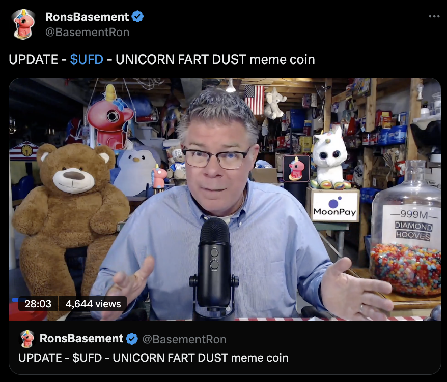MINHxDYNASTY (@minhxdynasty) on Twitter photo today i bought a good amount of $UFD
from last week, i had given up on memecoins
the culture we used to love suddenly became all about money, money, money and with it heightened greed and diabolical levels of extraction
as i said before, felt this shift immediately after trump today i bought a good amount of $UFD
from last week, i had given up on memecoins
the culture we used to love suddenly became all about money, money, money and with it heightened greed and diabolical levels of extraction
as i said before, felt this shift immediately after trump