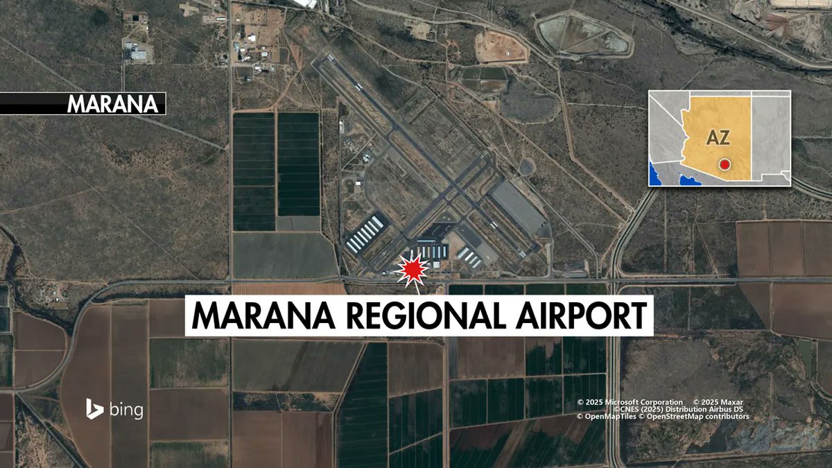 fleminglaw's tweet photo. At least two people have died after two small single-engine planes collided midair Wednesday morning at an Arizona airport, officials said.

A Lancair 360 MK II and a Cessna 172S collided at the Marana Regional Airport just before 8:30 a.m. local time, the Federal Aviation Administration said. The airport is an uncontrolled field, meaning it does not have an operating air traffic control tower. It is located about 21 miles northwest of Tucson.