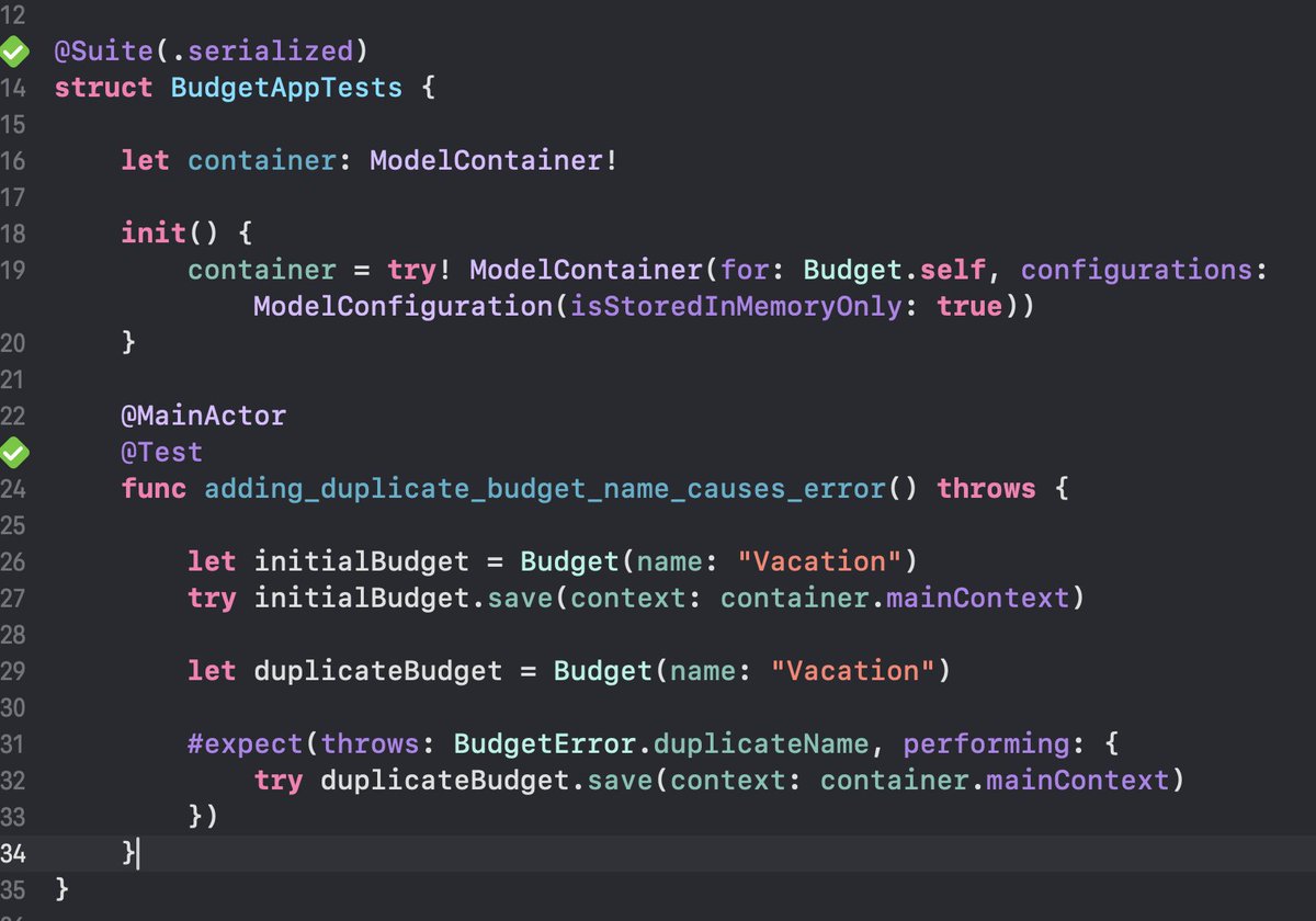 azamsharp's tweet image. Domain Rules Unit Tests in SwiftData 

#iosdev #swiftdata