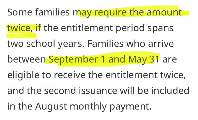 HoCStaffer's tweet image. School Start-Up Allowance! That's $150 more per kids ages 4-17. 

Those 18-21 &amp;amp; over 21(!) can even get if it is determined to be in their "interest" to be in High School(!). 

This payment is provided twice if they arrive between Sept 1 &amp;amp; May 31.