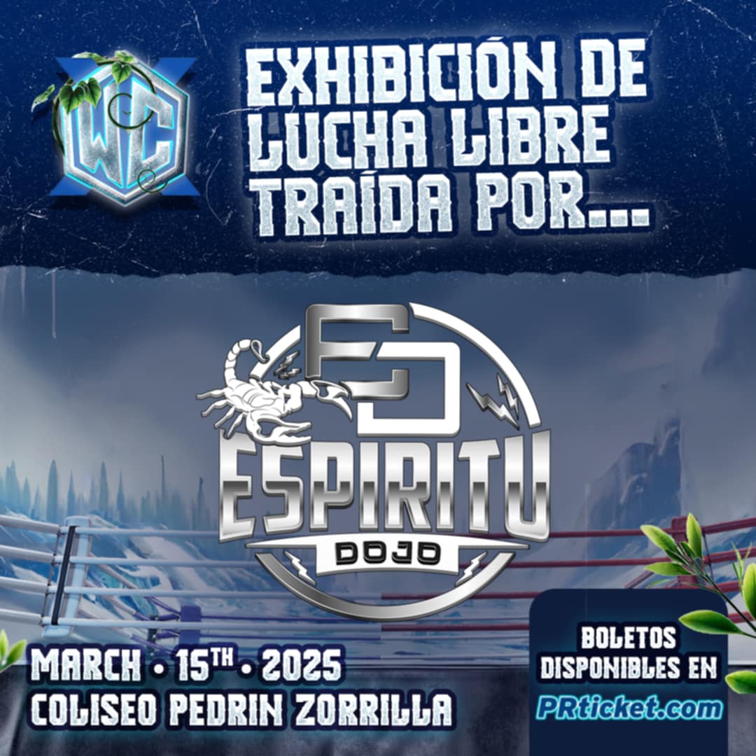 Regrasa la exhibición del Lucha Libre en #WC2025 🤼‍♂️!!

<a href="/EPWDojo/">Espiritu Pro Wrestling Dojo</a> les trae la acción el 15 de marzo con una exhibición de Lucha Libre para la historia en el 10mo aniversario de Winter Clash!

Compra tus boletos hoy en <a href="/PRtickets/">PRticket.com</a> 

Los esperamos!