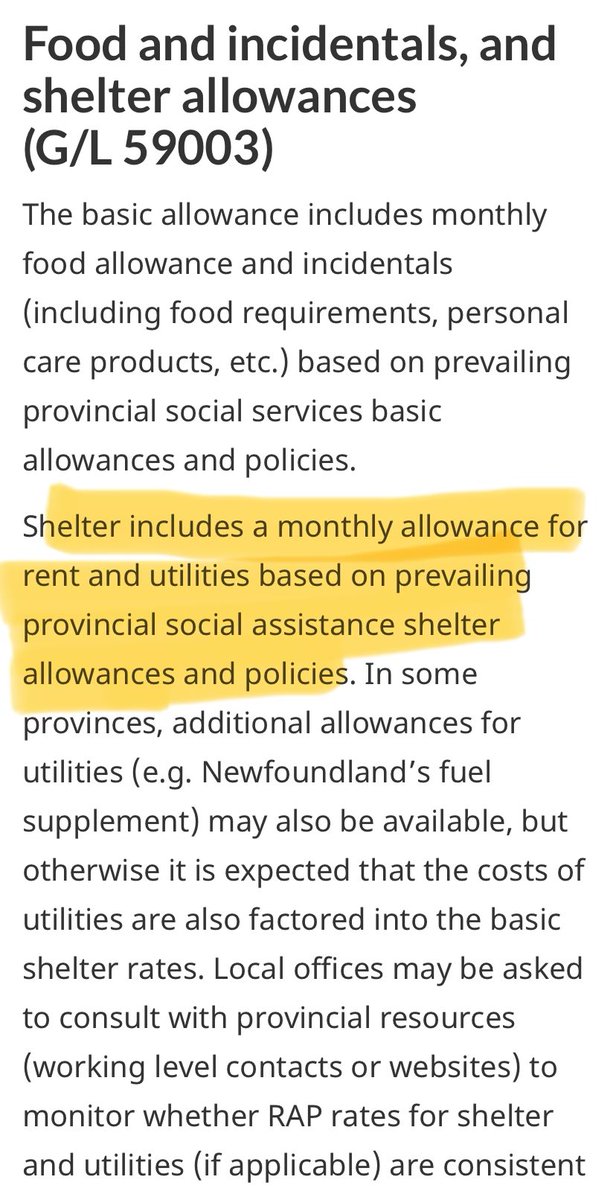 HoCStaffer's tweet image. Now on to the big ones Food &amp;amp; Incidentals, and Shelter Allowances. 

These should be the biggest, monthly numbers. 

But they are not listed. Officials are supposed to consult provincial shelter allowances. 

Provincial allowances can be exceeded on a case-by-case basis. 

Which…