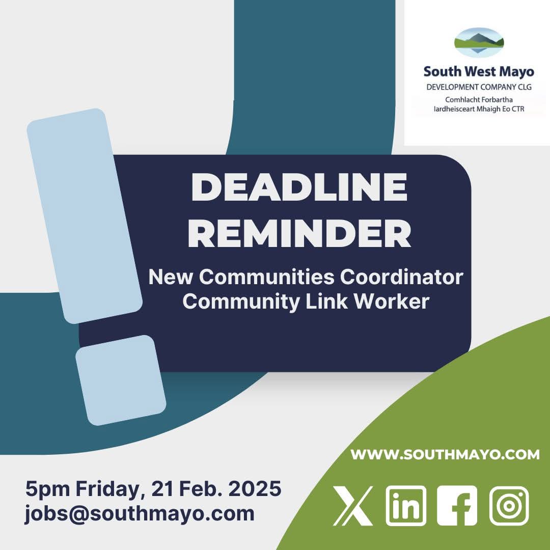 southwestmayo's tweet image. Make the move! Get your two-page CV and cover letter into us by the deadline. You have nothing to lose and so much to gain😊 #newjob #jobfairymayo #movewest