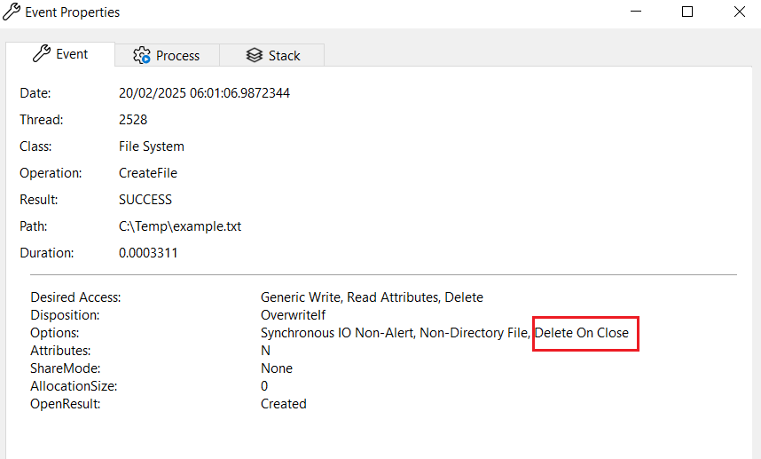 TwoSevenOneT's tweet image. #Redteam Old New Techniques:
When you need to temporarily drop a file to disk, using CreateFile with the FILE_FLAG_DELETE_ON_CLOSE flag specified in dwFlagsAndAttributes means you won&apos;t need to call DeleteFile after you&apos;re done using it.
#malware #pentest