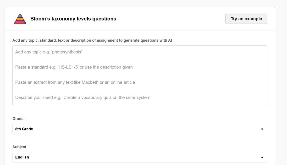 Did you know that you can easily use <a href="/quizizz/">Quizizz</a> to create questions with different levels of Blooms?! Try out this AI feature: quizizz.com/ai-toolkit/blo… <a href="/AlanaColabella/">Alana Colabella</a> #youcanwithquizizz