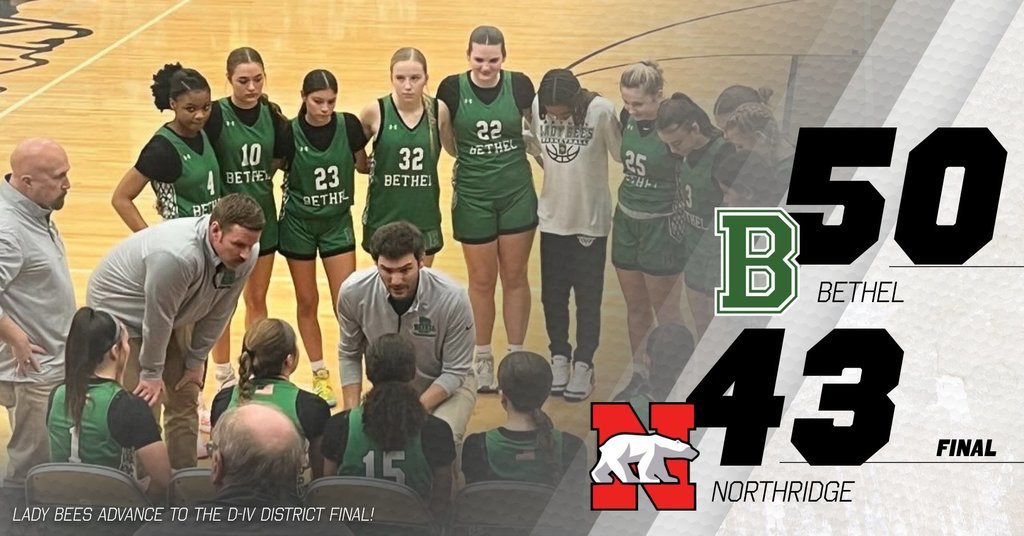 Lady Bees Advance to the D-IV District Final!

Last night, the Bees pulled through in a tough District Semi-Final to punch their ticket to the FINALS!

The Lady Bees will take on Indian Hill on Sat. Feb 22 at Troy HS at a time TBD!

Best of luck ladies! Bring home some hardware!