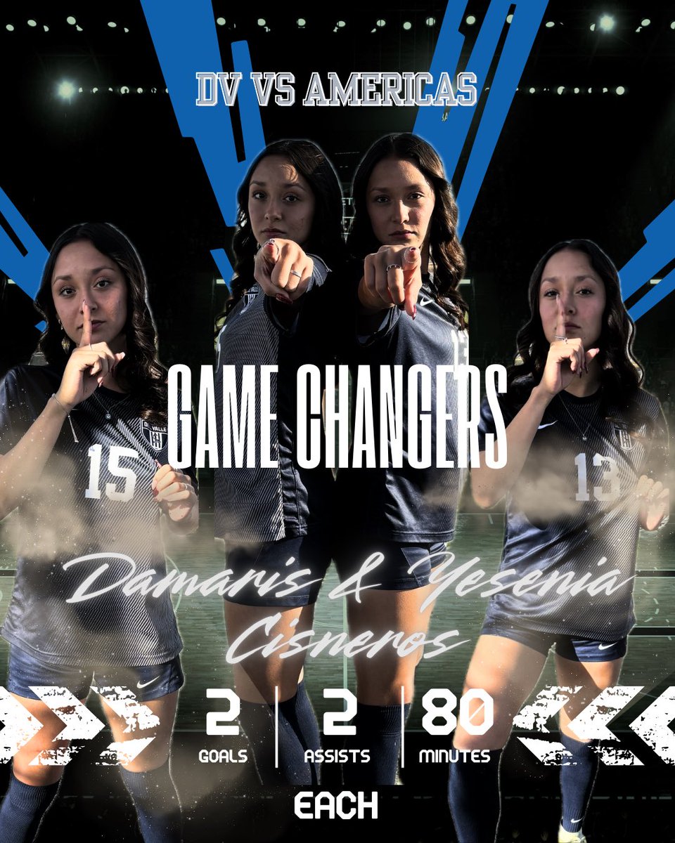 GAME CHANGERS: It must be the twin to twin connection because both Damaris and Yesenia were ON FIRE 🔥 last night. Each scored 2 goals and had 2 assists to kick start round 2 with a 7-1 win over Americas. One game at a time!!