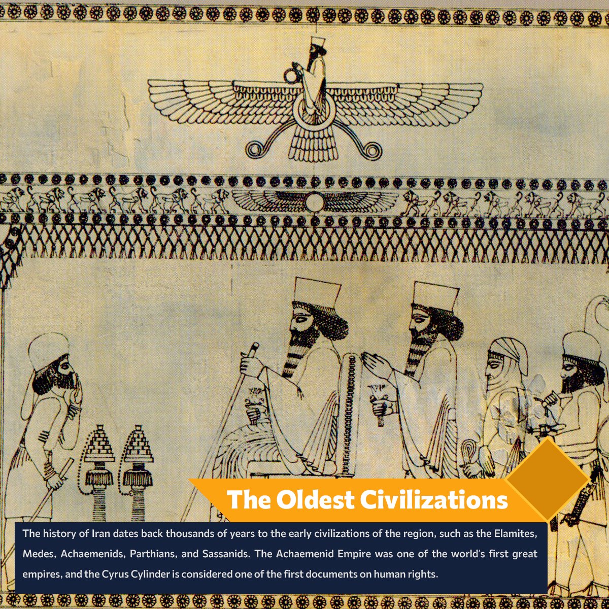 RezvanMedia2020's tweet photo. The #Oldest_Civilizations

The #history of #Iran dates back thousands of #years to the #early civilizations of the region, such as the Elamites, Medes, Achaemenids, Parthians, and Sassanids. The Achaemenid Empire was one of the world's first great empires. https://t.co/iuQsYPWy5e
