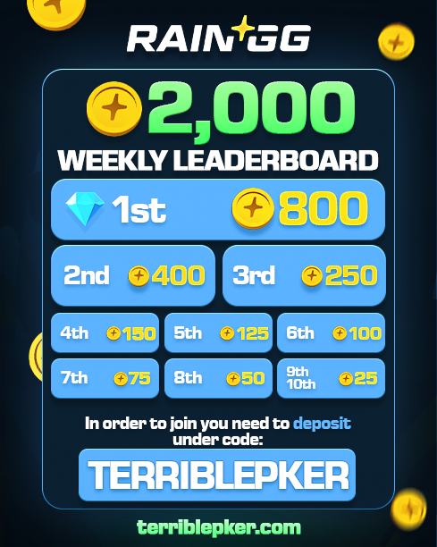 terriblepker's tweet photo. 💰$2,000 Weekly RainGG Race
☔How to enter
1️⃣Sign up - https://t.co/eXNQ2N8Rfw
2️⃣Deposit under Code - terriblepker - 7d
3️⃣Follow @terriblepker &amp; @raindotgg 
♻Like &amp; RT 🎁1 Lucky Winner Wins 100 Coins!
🏁Race - https://t.co/ywXxhfymSQ https://t.co/R1nCCalTgp