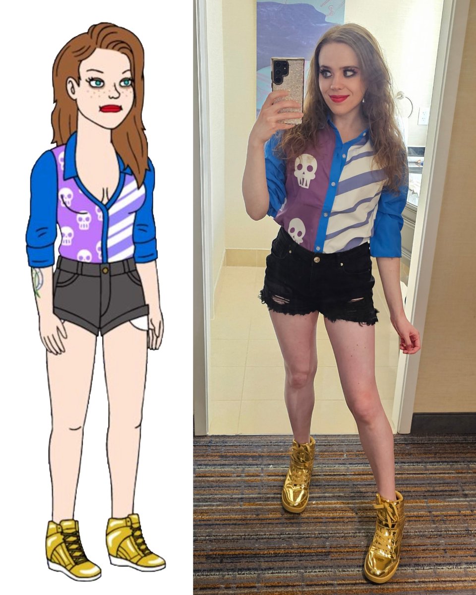 Sarah Lynn!!! Bojack Horseman is one of my favorite shows and she's my favorite character 💜 I don't normally wear cosplays without a wig, but I had gotten a wig for this and when I put it on, I quickly realized my actual hair looked way closer than the wig did lmao 😭