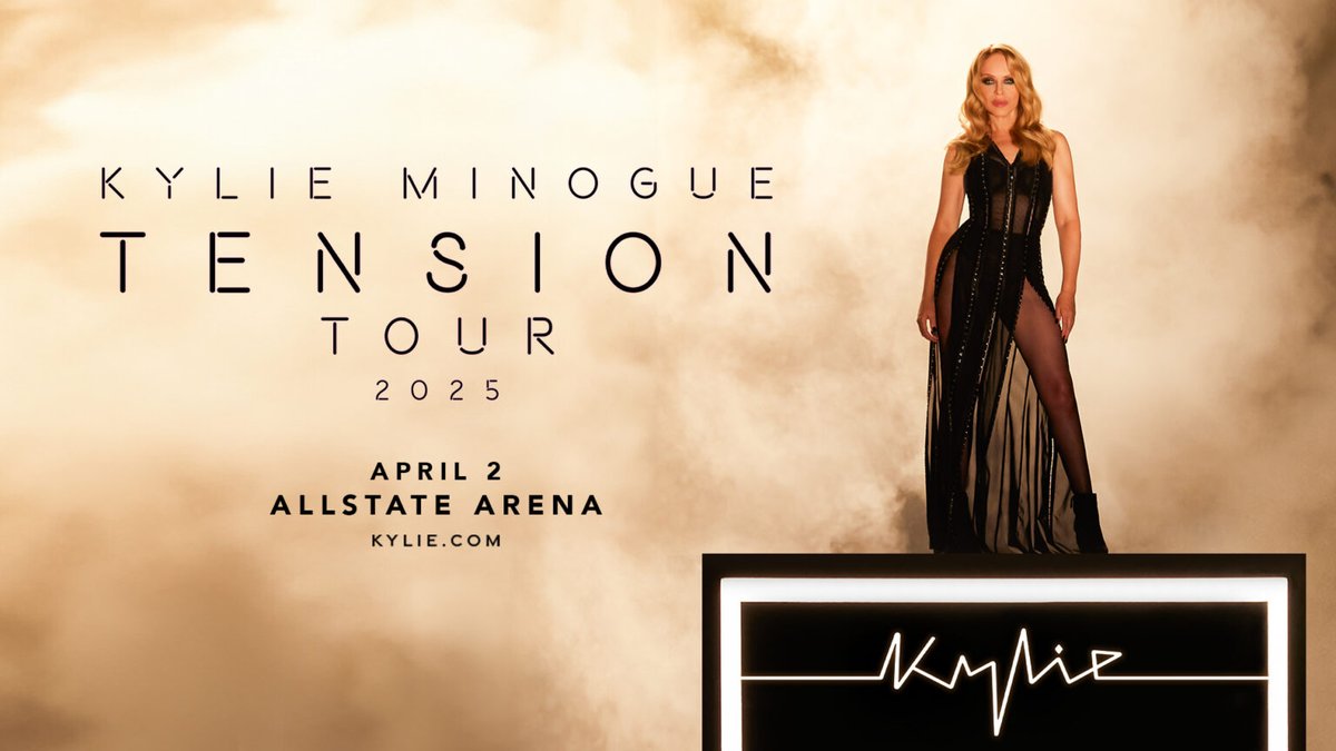 AllstateArena's tweet photo. Donโt miss Kylie Minogue live on her Tension Tour at the Allstate Arena on Wednesday, April 2, 2025, at 7:30 PM! ๐๐ Get ready for a night of iconic pop hits and electrifying energy. ๐ถโจ Grab your tickets now! ๐๏ธ๐ฅ #KylieMinogue #TensionTour #PopMagic https://t.co/BXBPofgamf