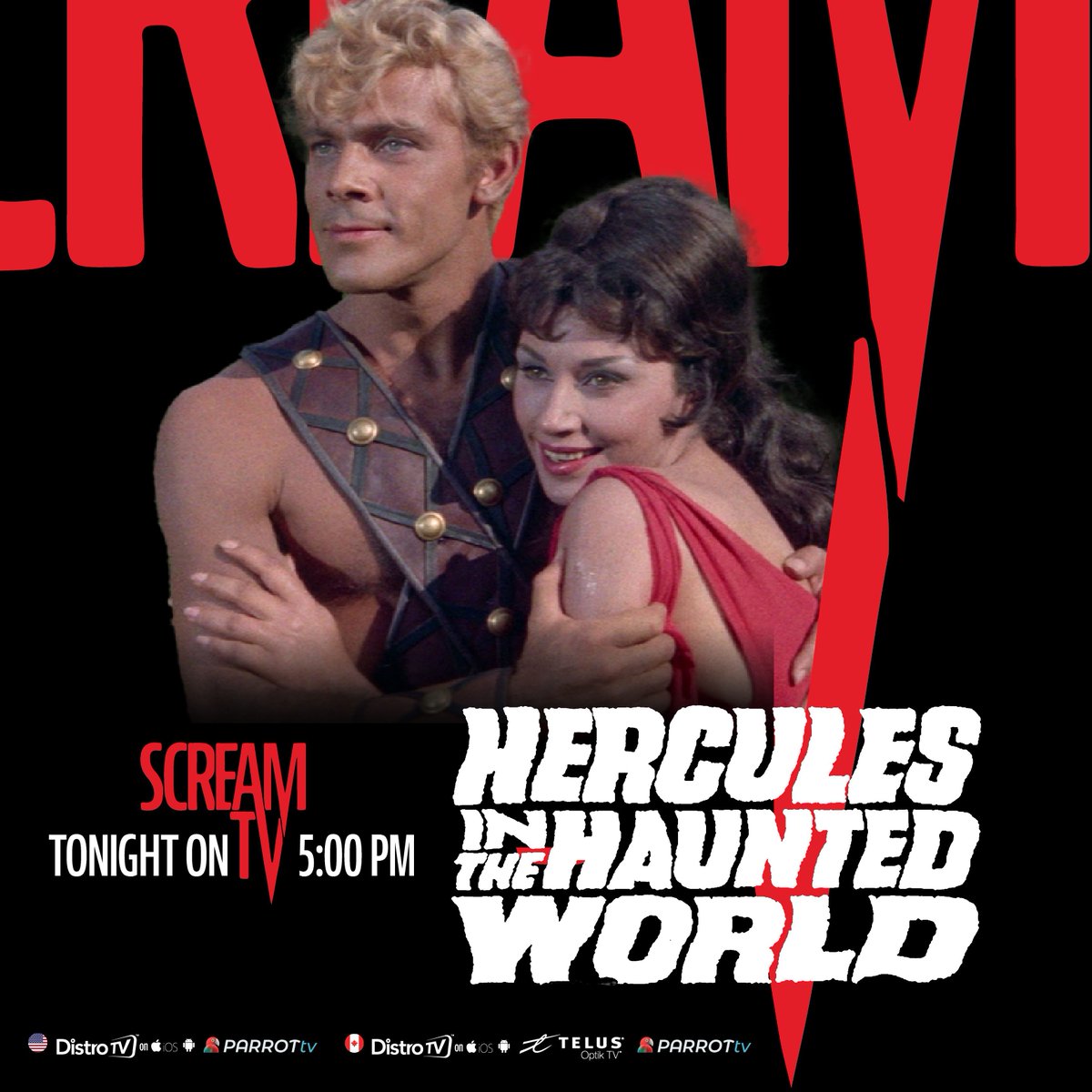 wearescreamtv's tweet photo. Mario Bava is behind our 5pm EDT movie this afternoon, get ready for fine film fantasy in Hercules in the Haunted World.
Tag a friend who would love this! #horror #horrorfilm #horrormovie #horrorcinema #thrillermovies #indiehorror #movie #screamTV #MovieNight #ScaryMovie https://t.co/nUbHrUOxkN