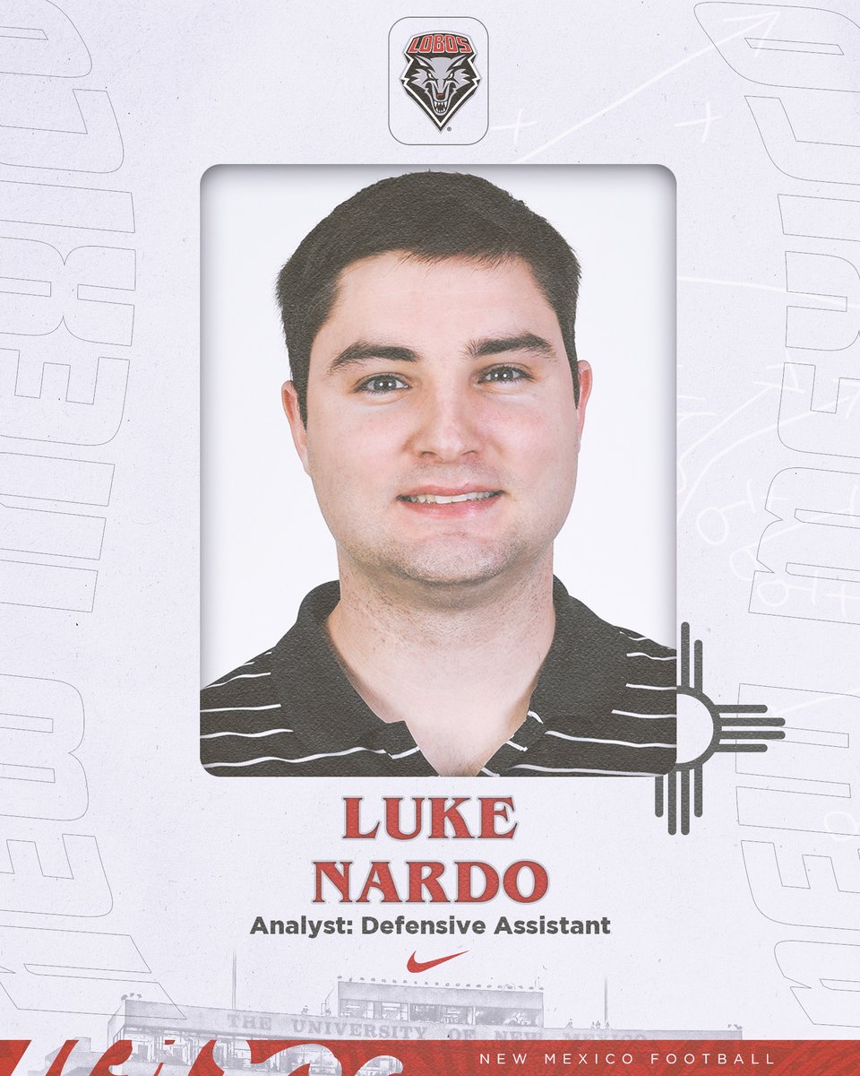 🚨STAFF UPDATES🚨

Let's welcome analyst Luke Nardo (<a href="/CoachNardo14/">Luke Nardo</a>) to the Lobo Family as a Defensive Assistant!!!

Luke has previously served as an assistant at West Virginia and Nebraska!!!

#GoLobos | 🐺🆙