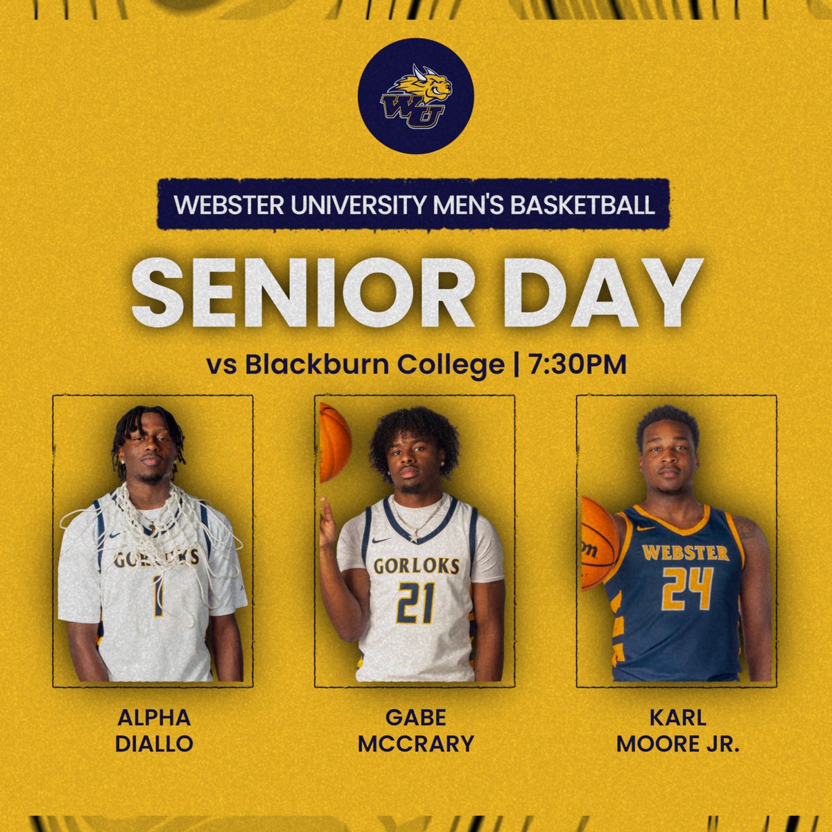 Webster Basketball (@websterhoops) on Twitter photo The Webster University men's basketball team hosts Blackburn College on Senior Day, starting at 7:30 PM CT.
Come out and support our seniors, but if you can't, here are the links to the action:
Video: vimeo.com/event/4933302/…
Live Stats: websterathletics.com/sidearmstats/m… The Webster University men's basketball team hosts Blackburn College on Senior Day, starting at 7:30 PM CT.
Come out and support our seniors, but if you can't, here are the links to the action:
Video: vimeo.com/event/4933302/…
Live Stats: websterathletics.com/sidearmstats/m…